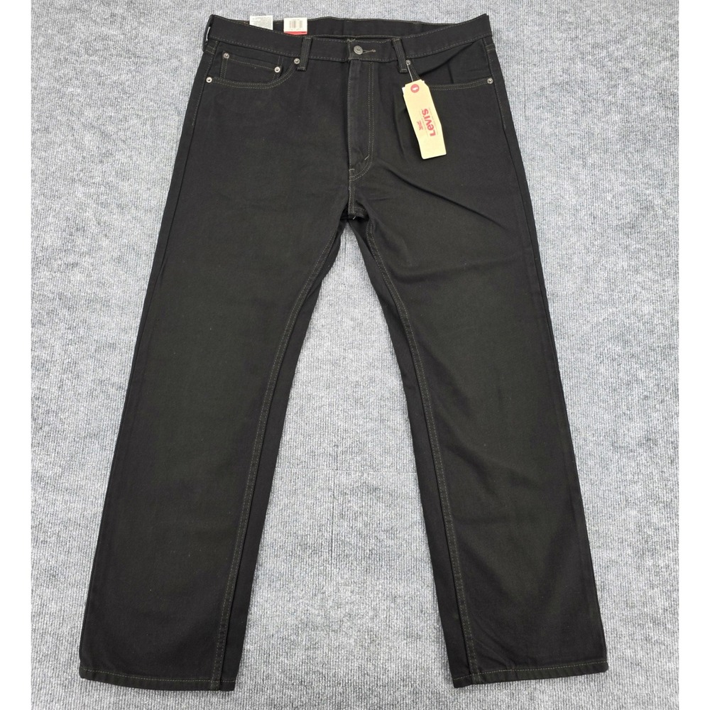 Levis 505 Regular Fit Mens Black Denim Jeans Straight Leg 38x30 005050260 NEW